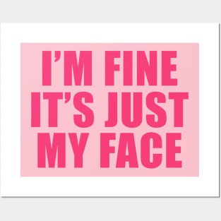 I’m fine it’s just my face shirt, Funny Quotes Tee, Funny Adult Tee, Introvert Tee, Sassy Tee, Y2K Clothes Streetwear Posters and Art